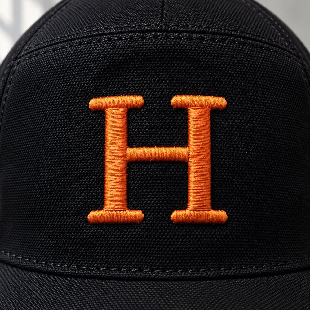 Hermes Black Orange H Logo Cap - Picture 5 of 6